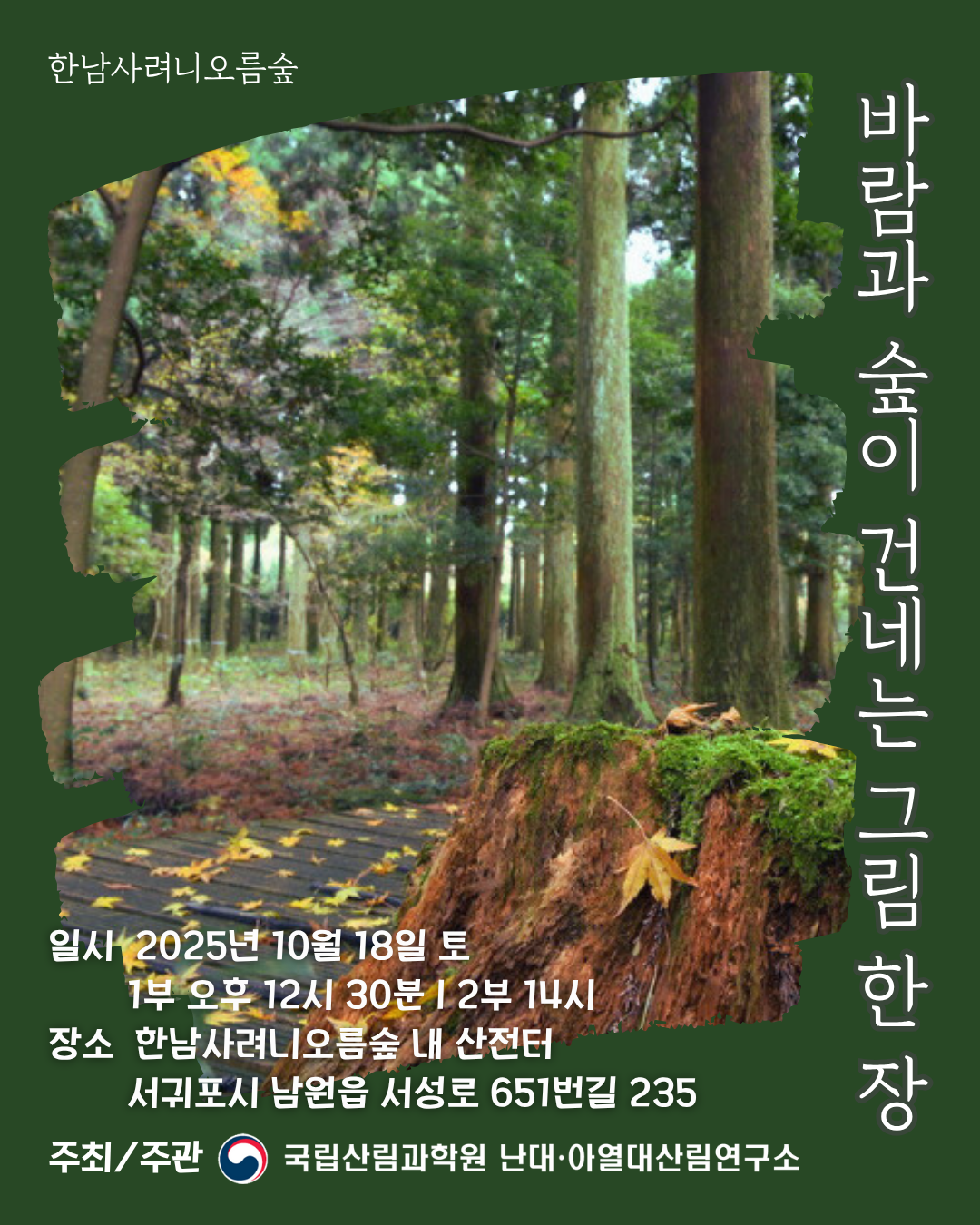 펜으로 그려낸 가을 숲, 한남사려니오름숲에서 함께 즐겨요!